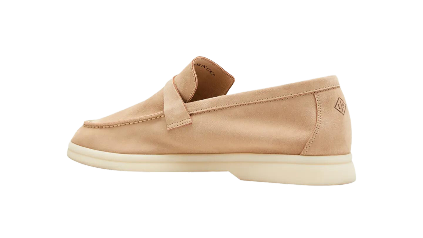 LORO PIANA Summer Charms Walk Suede Loafers Stone