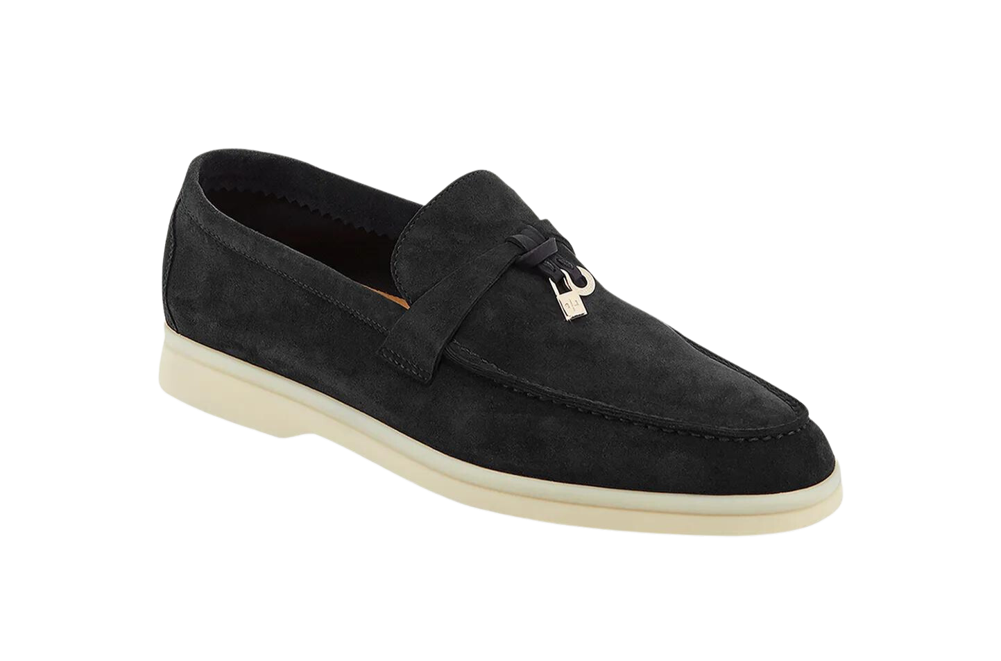LORO PIANA Summer Charms Walk Suede Loafers Caviar