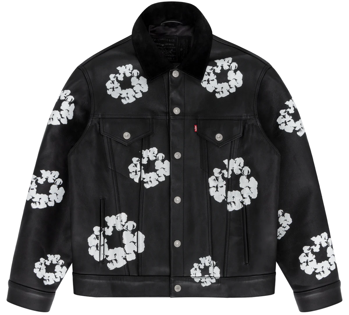 DENIM TEARS X LEVI'S LEATHER COTTON WREATH TYPE-3 JACKET BLACK DENIM