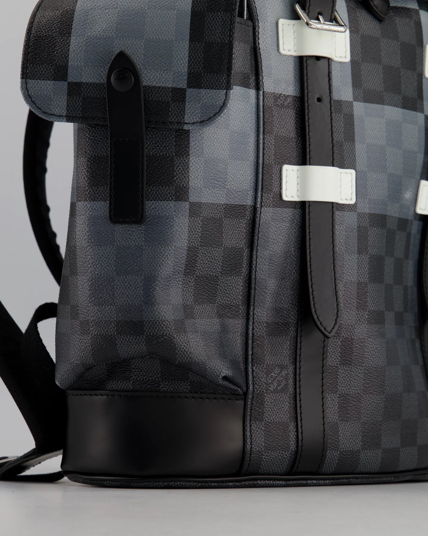 LOUIS VUITTON CHRISTOPHER BACKPACK IN BLACK AND WHITE DAMIER CANVAS WITH SILVER HARDWARE