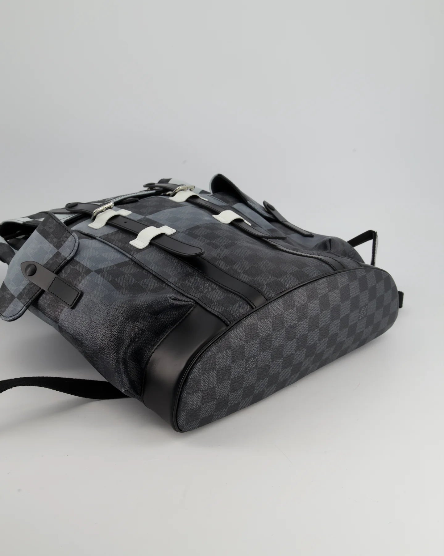LOUIS VUITTON CHRISTOPHER BACKPACK IN BLACK AND WHITE DAMIER CANVAS WITH SILVER HARDWARE