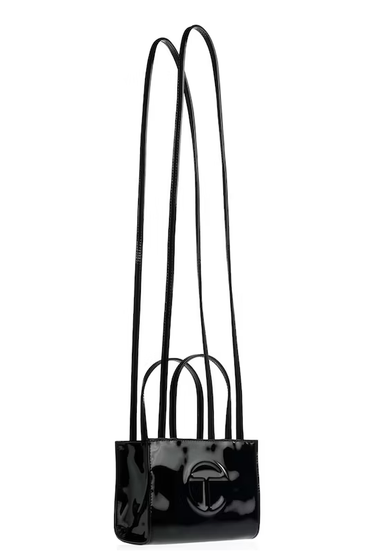TELFAR SHOPPING BAG SMALL PATENT BLACK