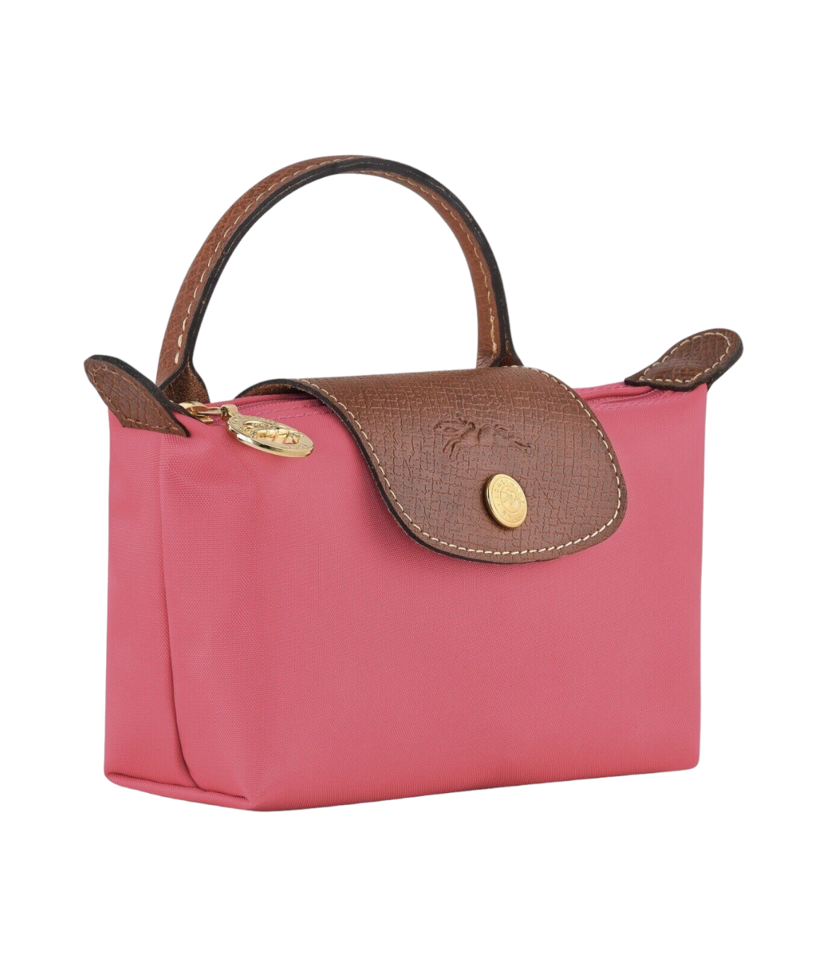LONGCHAMP MINI LE PLIAGE ORIGINAL XS TOP HANDLE BARBIE PINK STRIP CROSSBODY