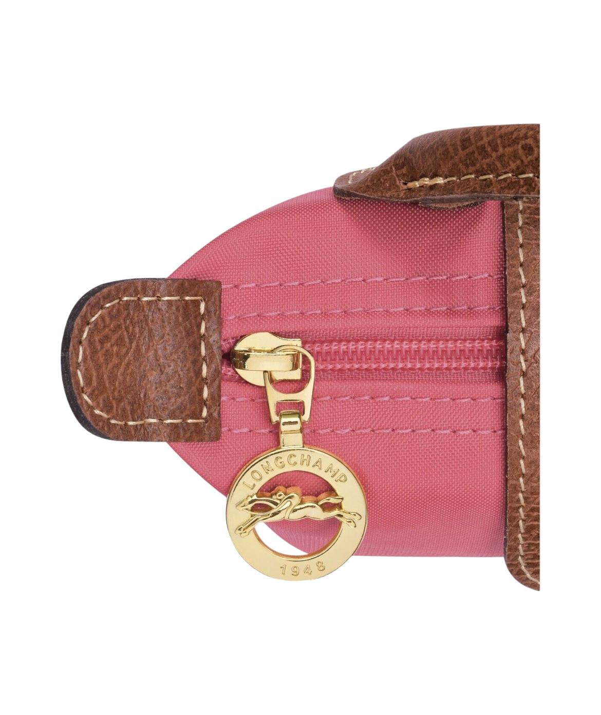 LONGCHAMP MINI LE PLIAGE ORIGINAL XS TOP HANDLE BARBIE PINK STRIP CROSSBODY