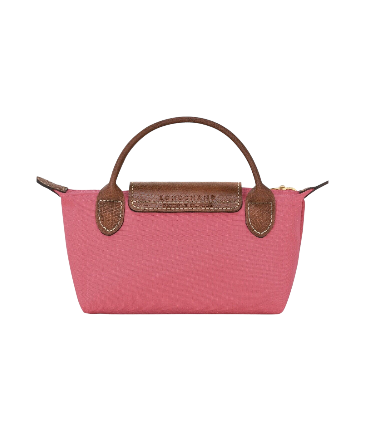 LONGCHAMP MINI LE PLIAGE ORIGINAL XS TOP HANDLE BARBIE PINK STRIP CROSSBODY