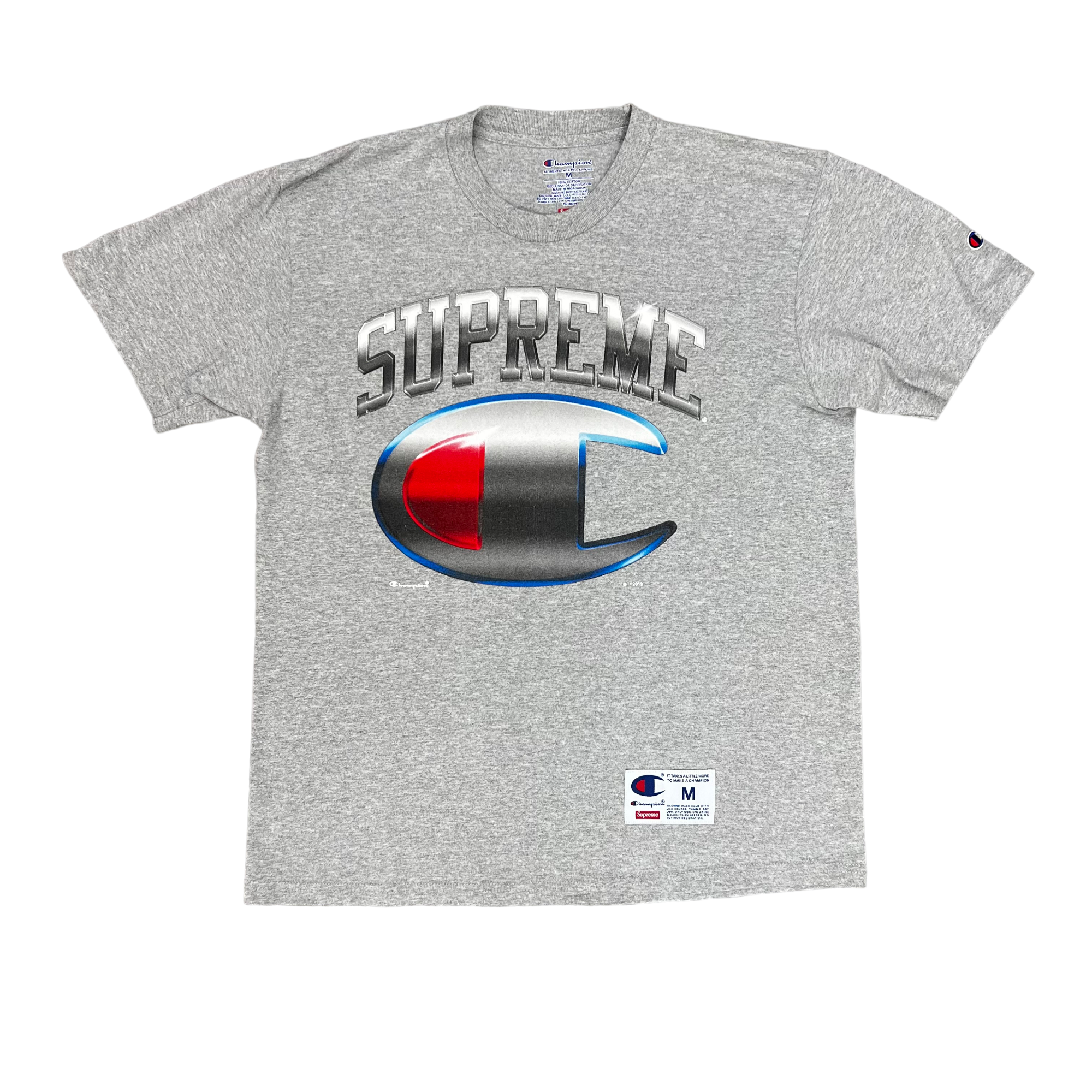 PRE LOVED SUPREME X CHAMPION GREY TEE