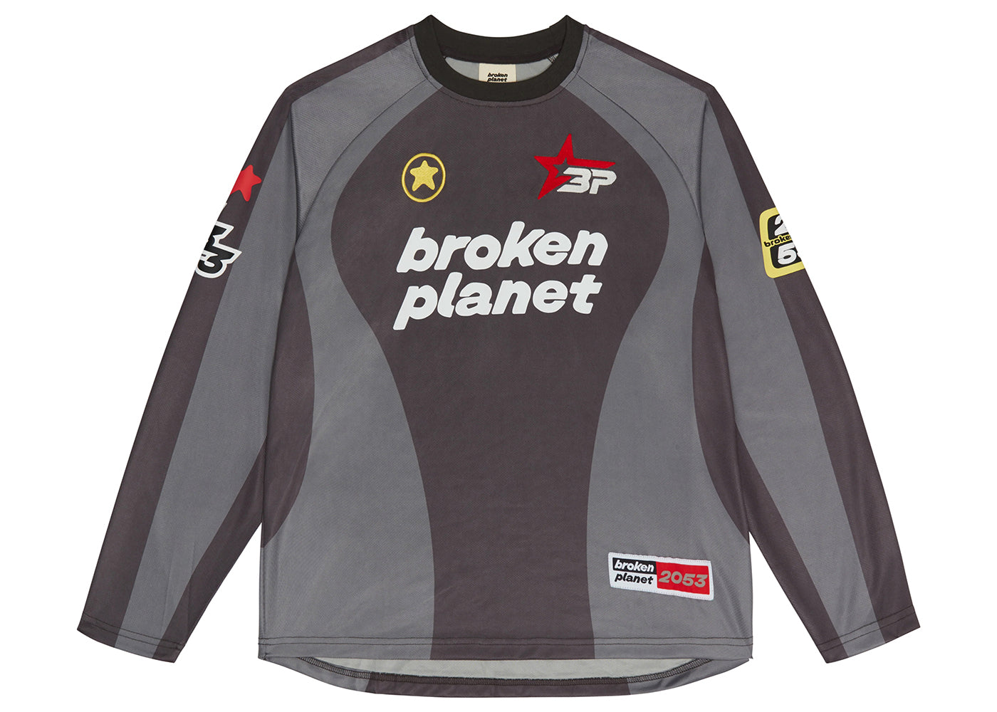 BROKEN PLANET MARKET FOOTBALL LONG SLEEVE TEE BLACK/GRAY