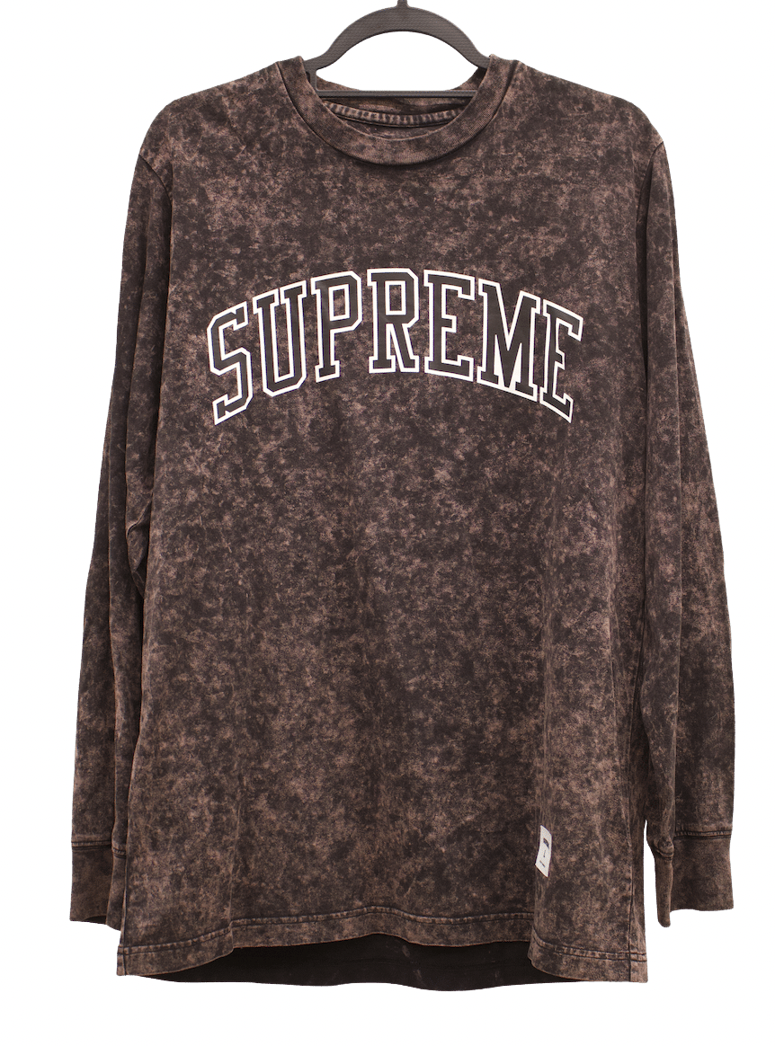 PRE LOVED - SUPREME ACID WASH ARC LOGO LONG SLEEVE TOP