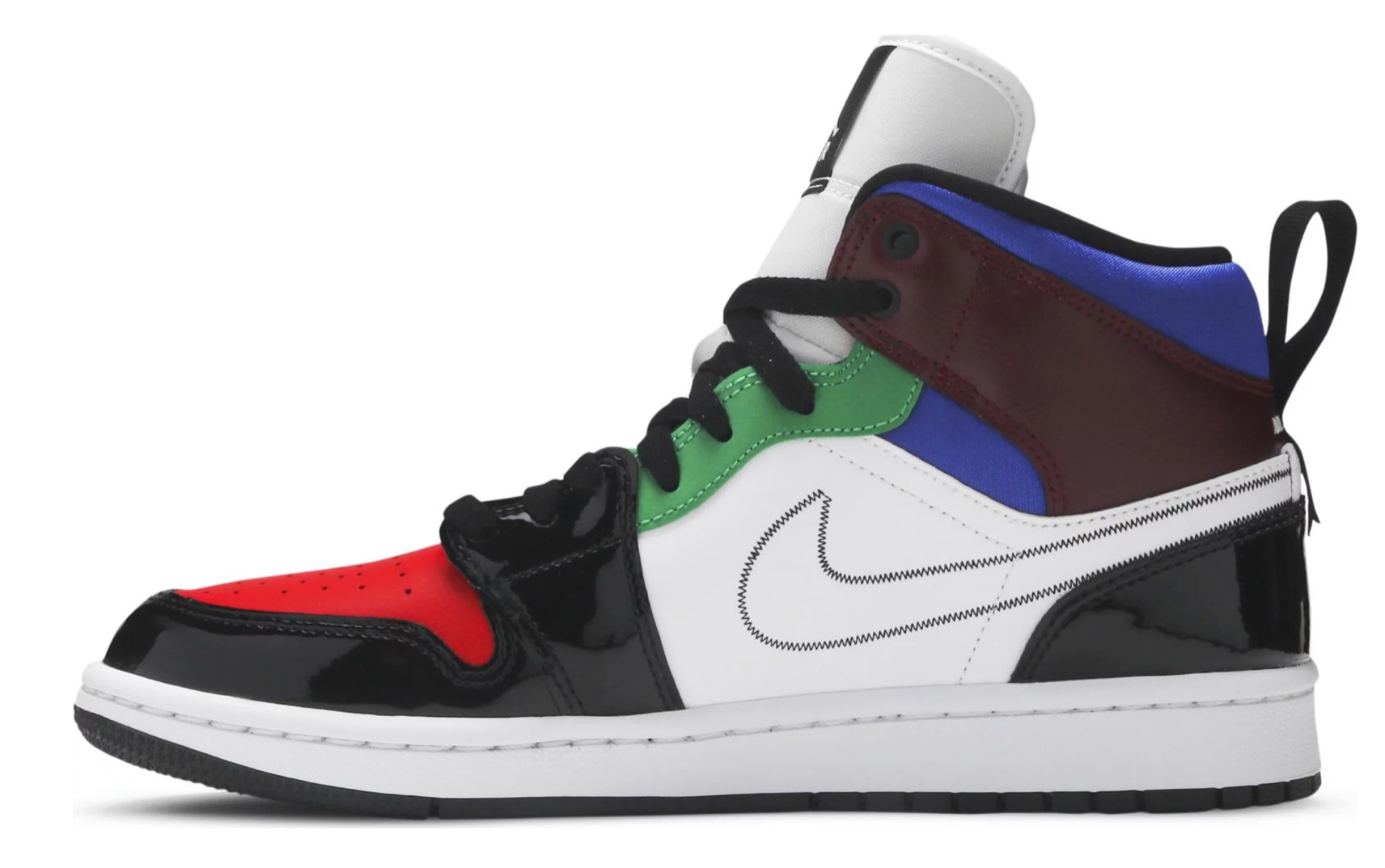 JORDAN 1 MID SE BLACK WHITE MULTI-COLOR (W)