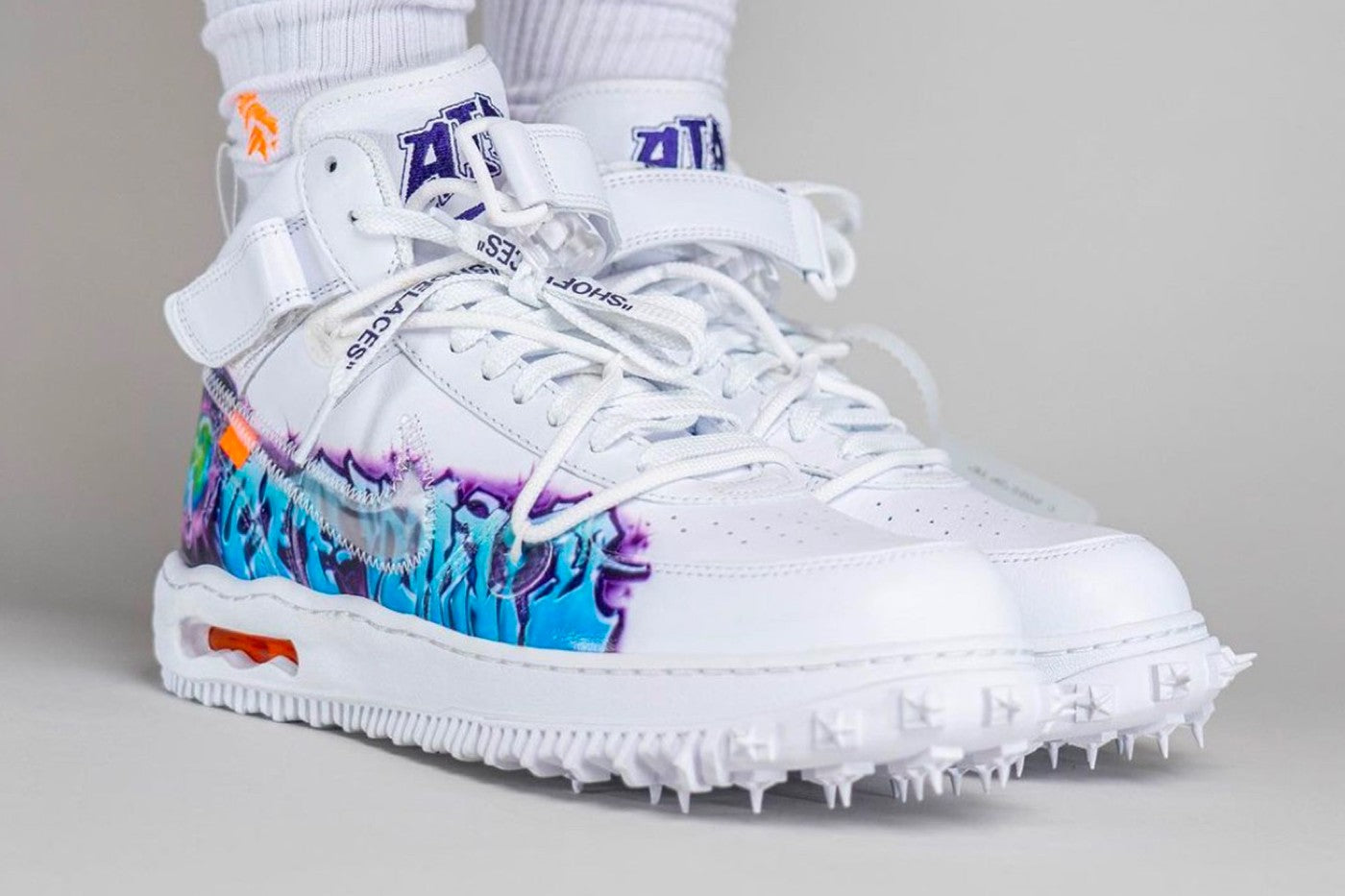 The Off-White x Nike Air Force 1 Mid "Graffiti" Blurs the Line Between Sneakers and Art
