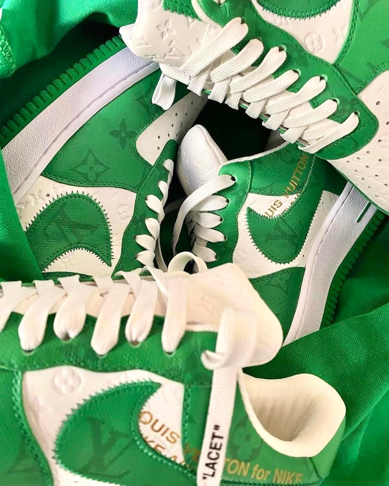 product focus- LOUIS VUITTON NIKE AIR FORCE 1 LOW WHITE GREEN