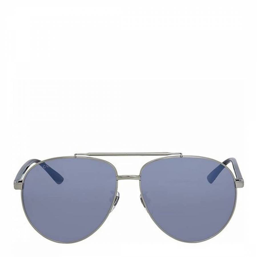 Men's Silver/Blue Gucci Sunglasses 61mm
