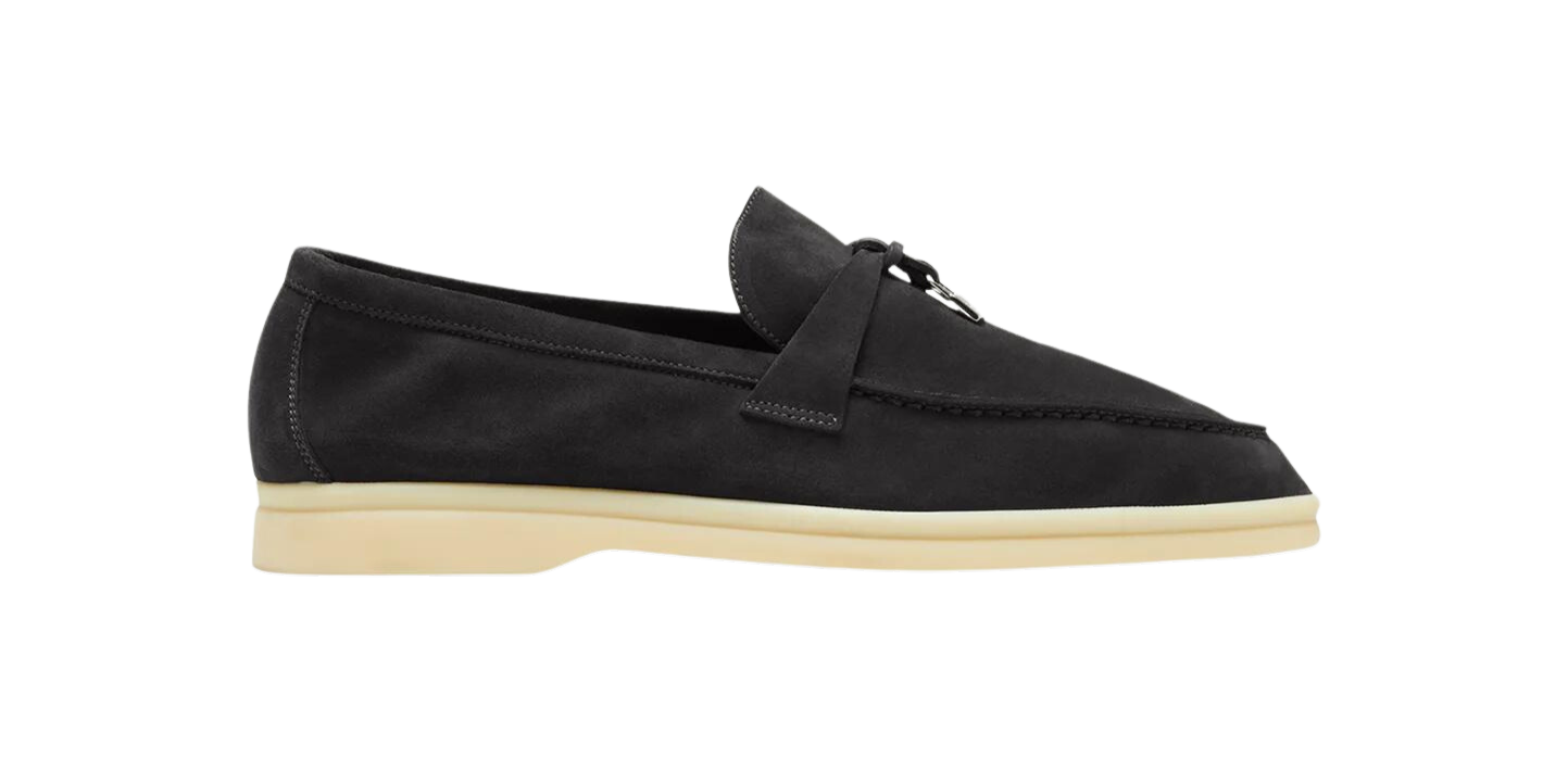 LORO PIANA Summer Charms Walk Suede Loafers Caviar
