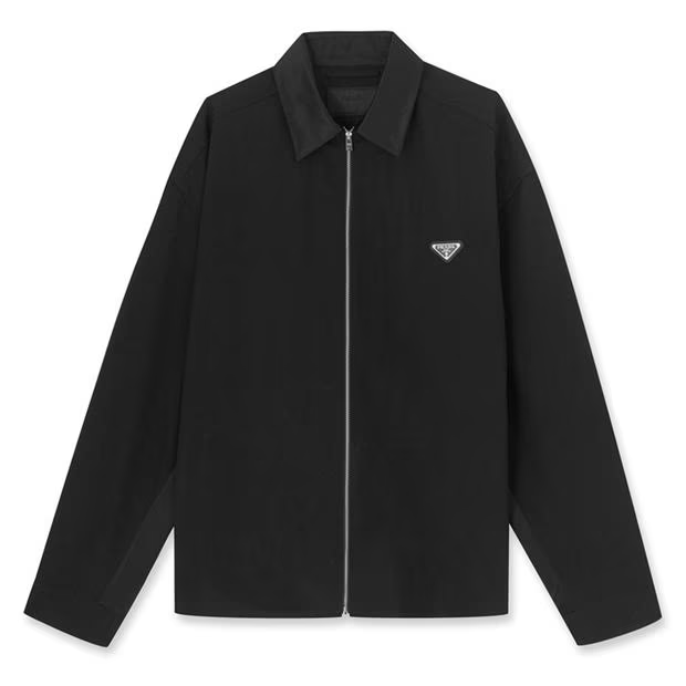 PRADA ZIP-FRONT COTTON SHIRT BLACK