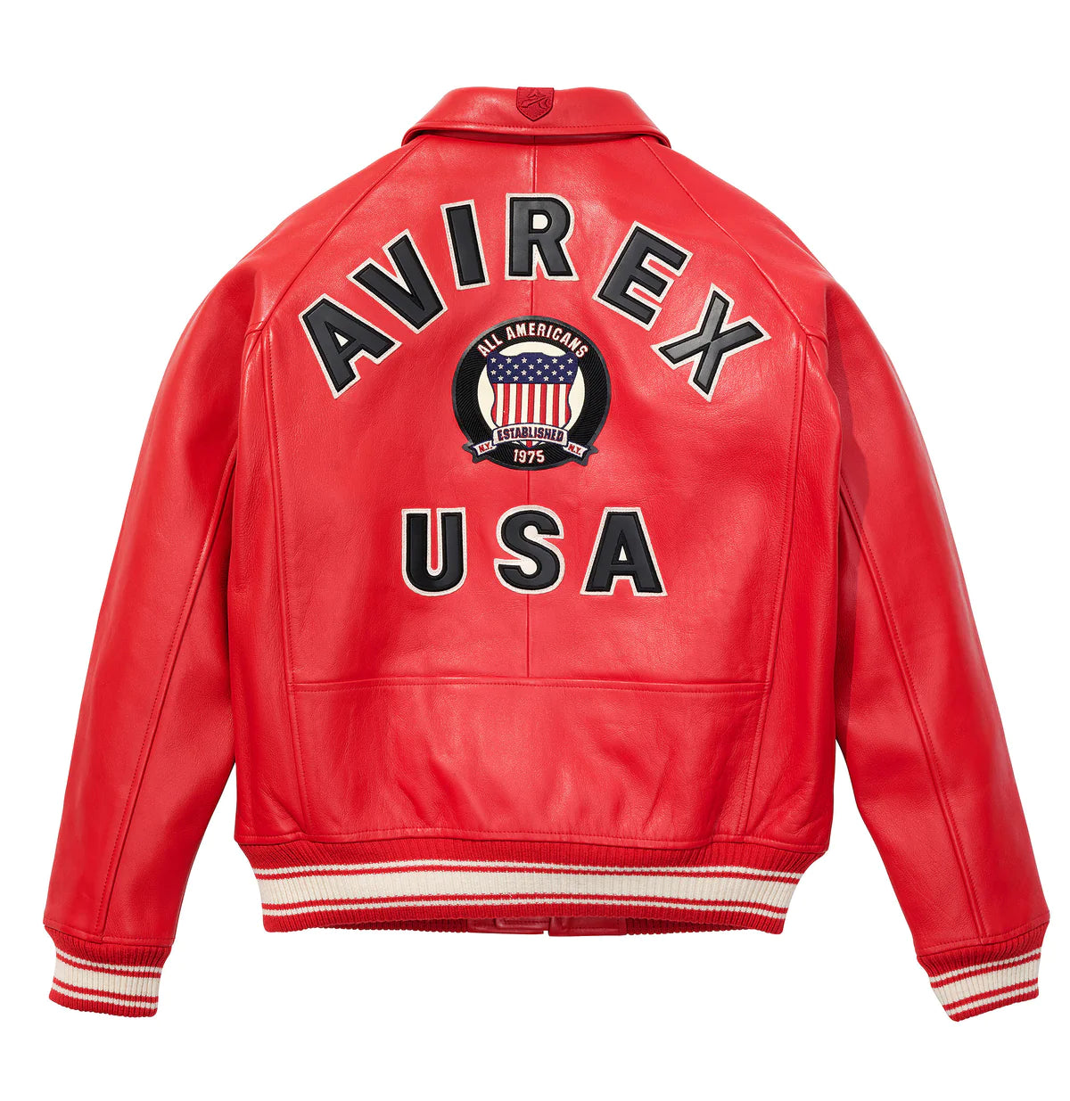 AVIREX ICON LEATHER JACKET - RED