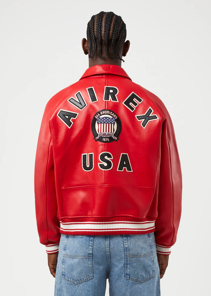 AVIREX ICON LEATHER JACKET - RED