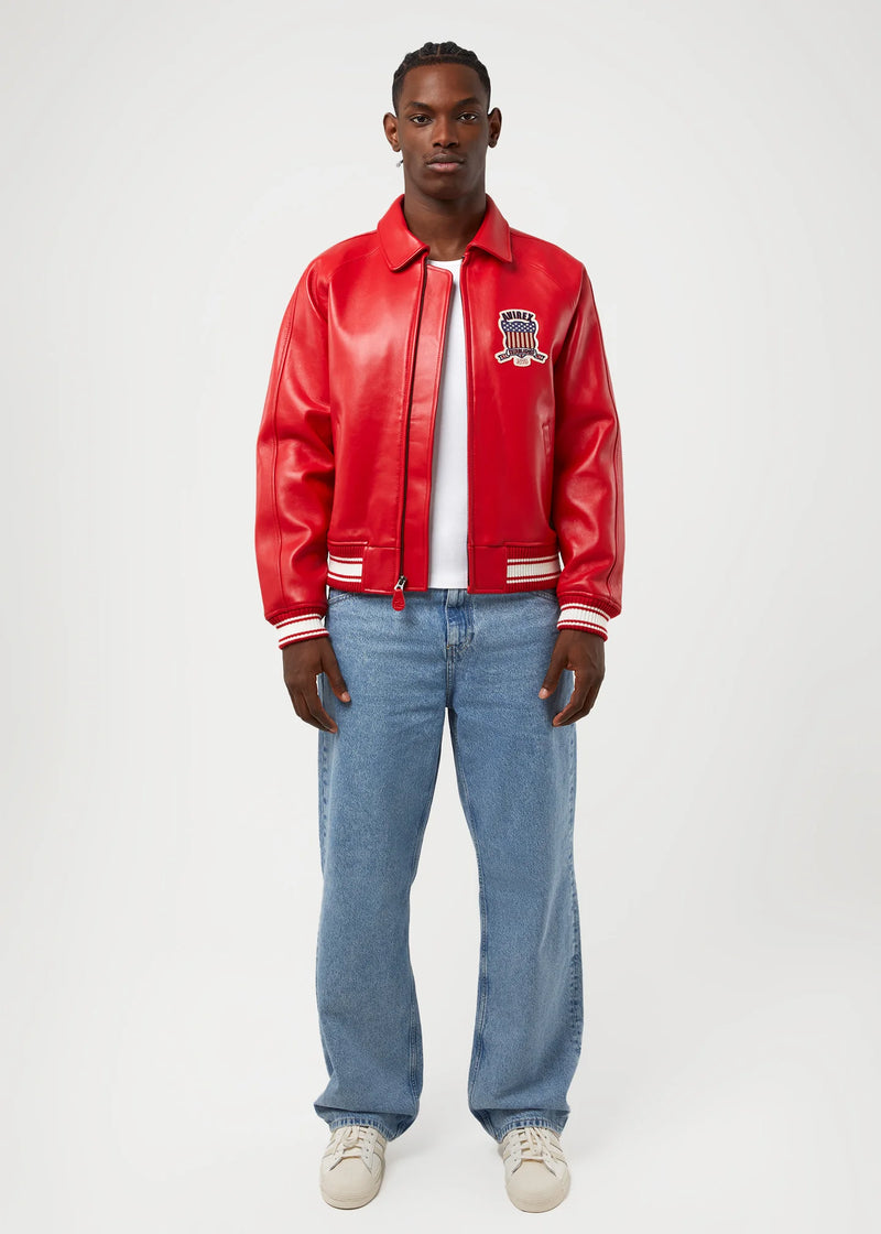 AVIREX ICON LEATHER JACKET - RED