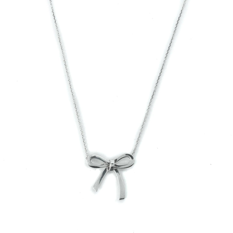 PRE LOVED - TIFFANY & CO BOW MEDIUM STERLING SILVER PENDANT NECKLACE