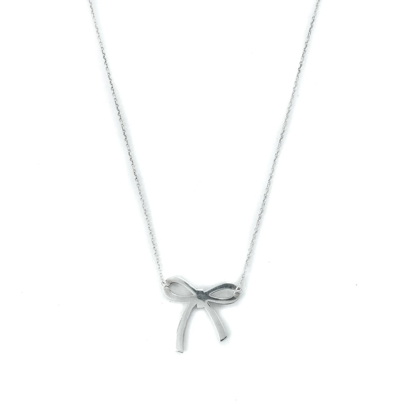 PRE LOVED - TIFFANY & CO BOW MEDIUM STERLING SILVER PENDANT NECKLACE