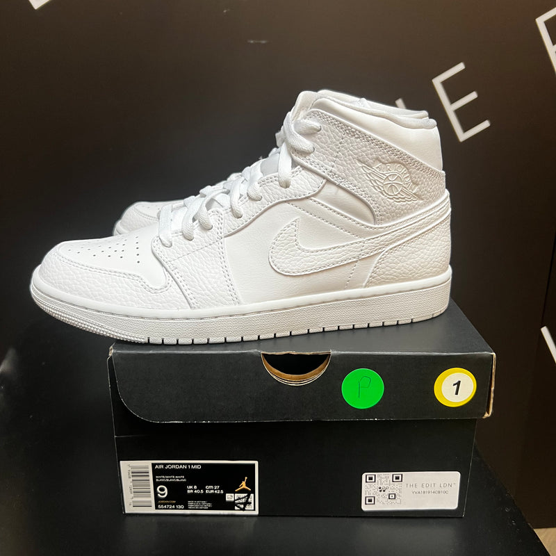 EX-DISPLAY - JORDAN 1 MID TRIPLE WHITE (M)