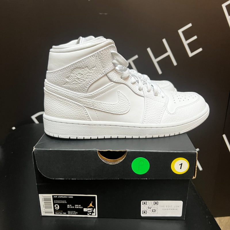 EX-DISPLAY - JORDAN 1 MID TRIPLE WHITE (M)