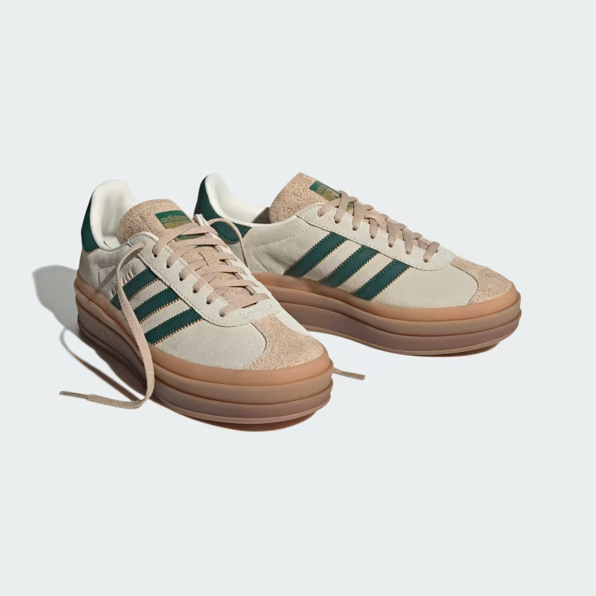 ADIDAS GAZELLE BOLD MAGIC BEIGE COLLEGIATE GREEN (WOMEN'S)