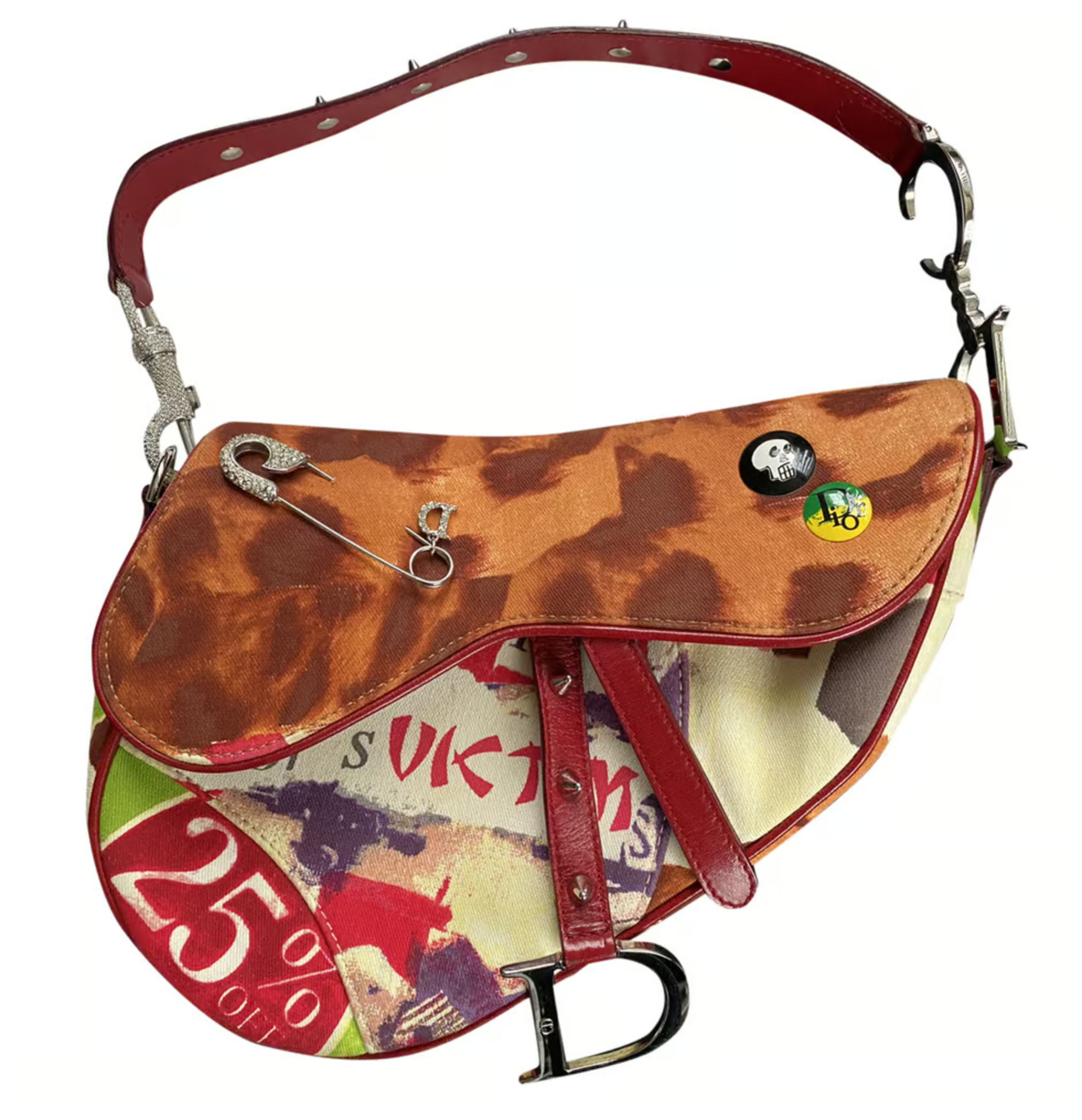 PRE LOVED - DIOR SADDLE VINTAGE CLOTH HANDBAG MULTICOLOUR
