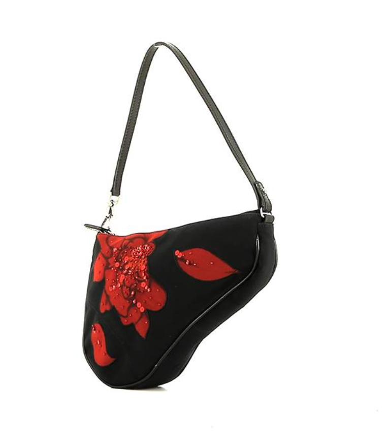 PRE LOVED DIOR SADDLE VINTAGE BLACK CANVAS AND LEATHER