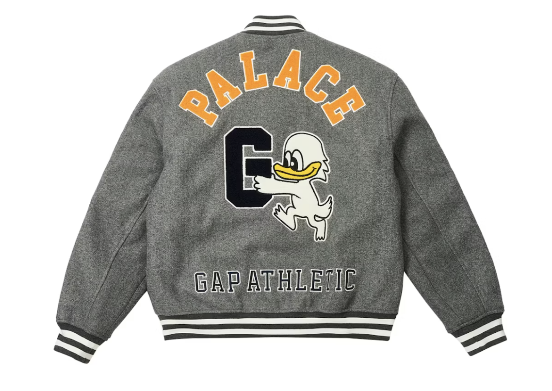 PALACE X GAP VARSITY JACKET GREY