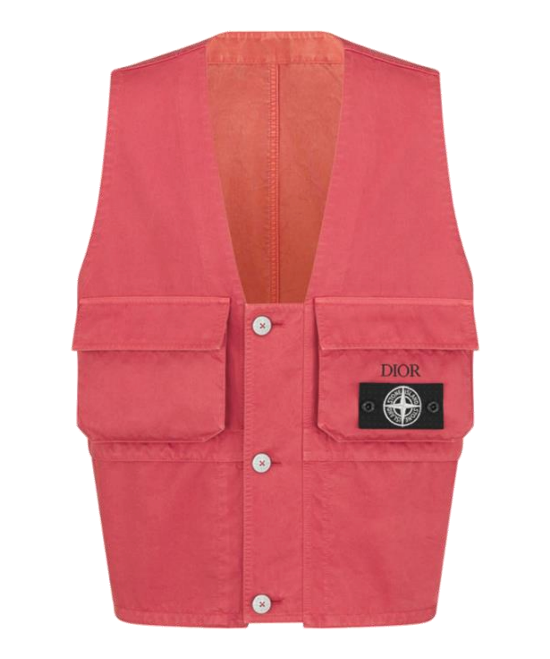 DIOR X STONE ISLAND Garment Dye Technical Waistcoat Coral
