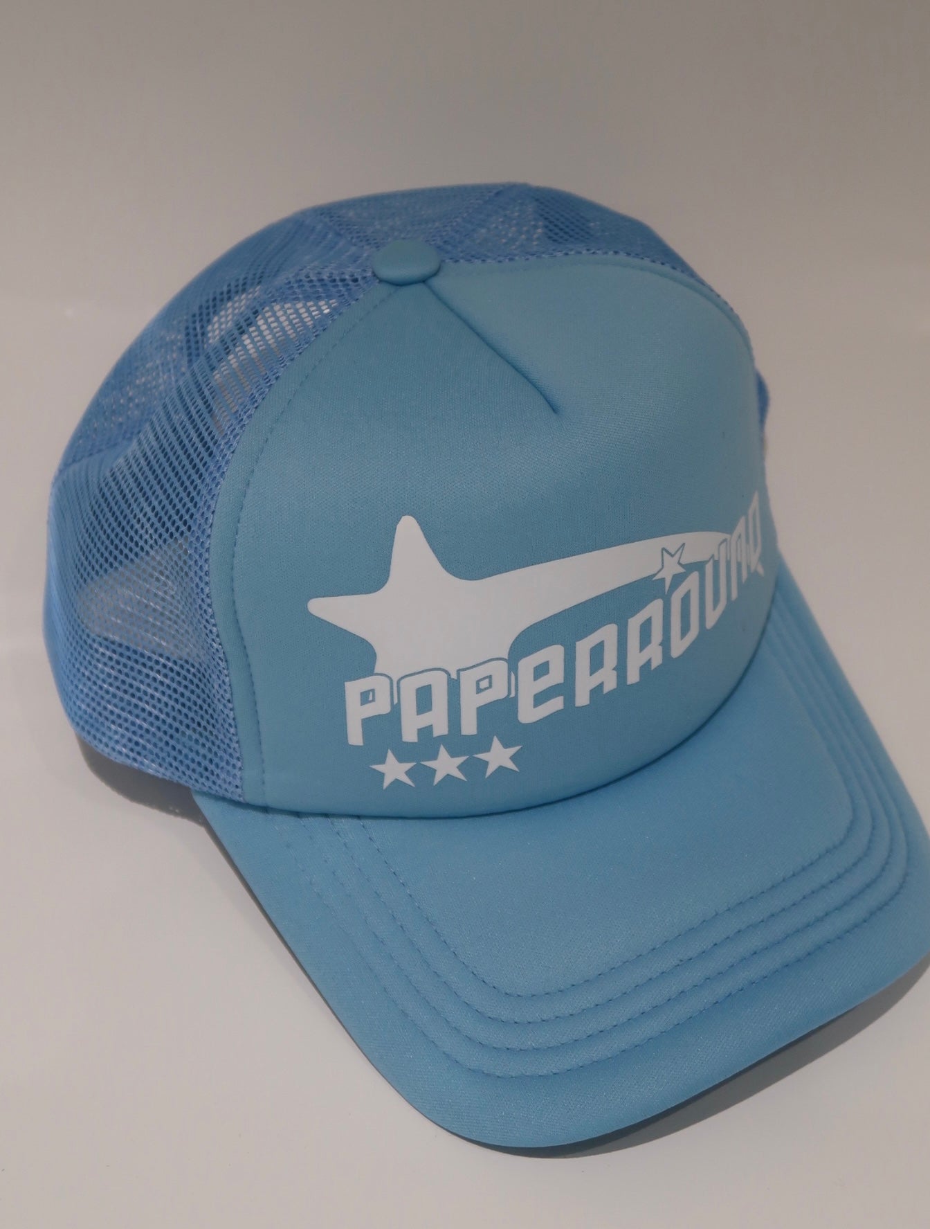 PAPER ROUND BLUE PRINTED TRUCKER HAT