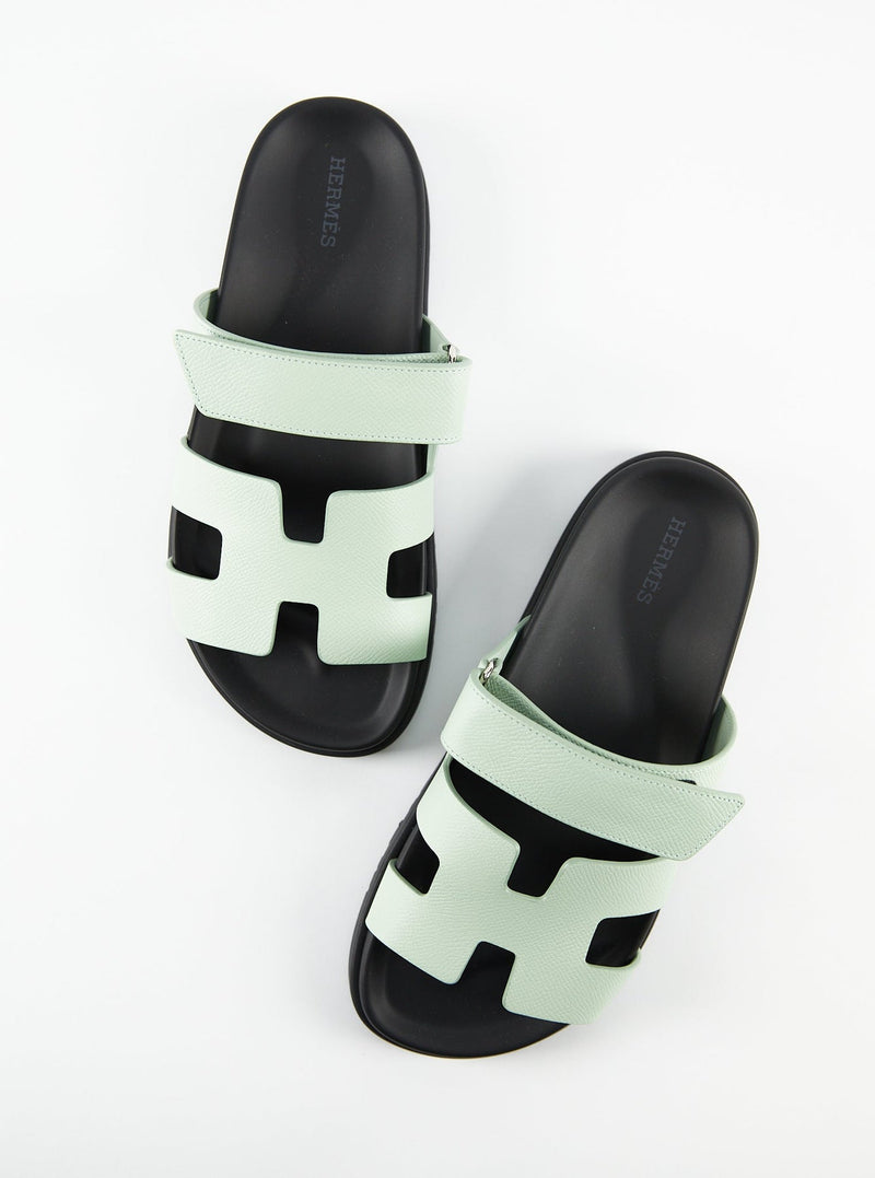 Size 38.5EU NEW Hermes Vert Jade Epsom Calfskin Oran Sandals