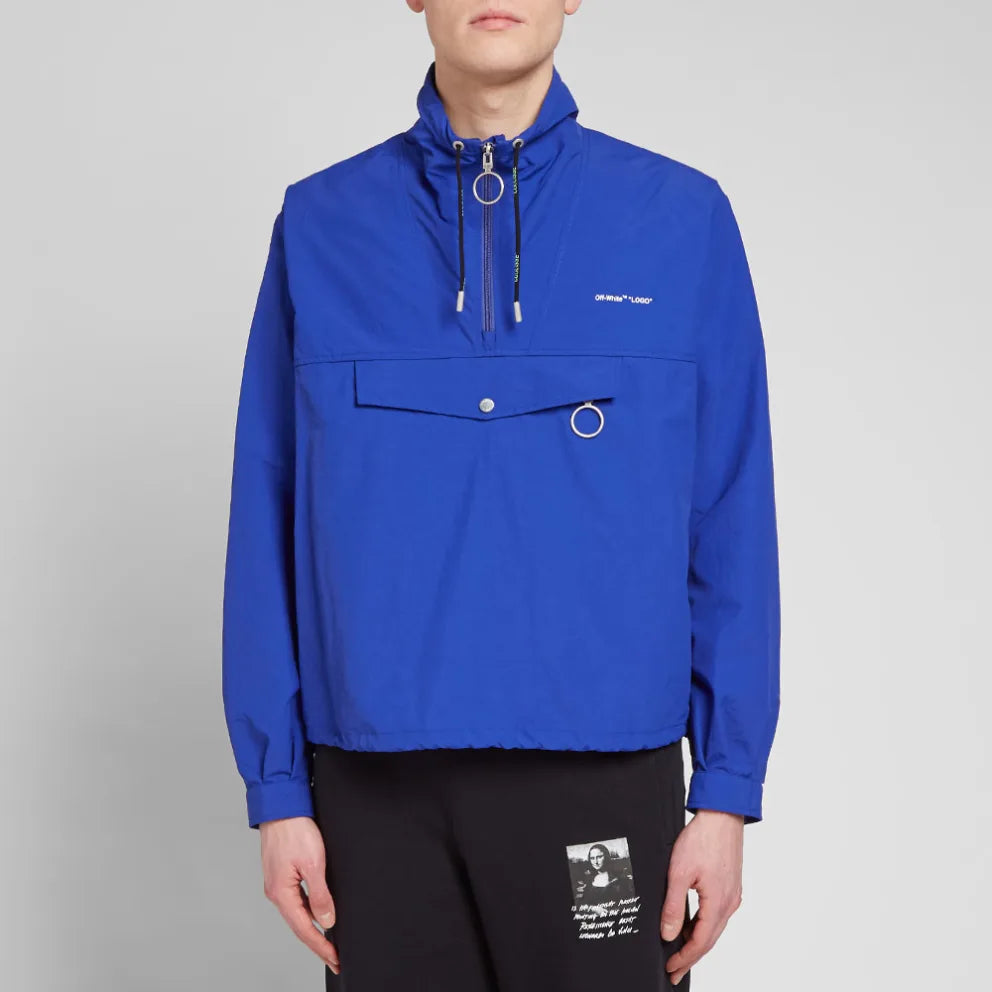 PRE-LOVED OFF-WHITE PERFORATED ANORAK BLUE