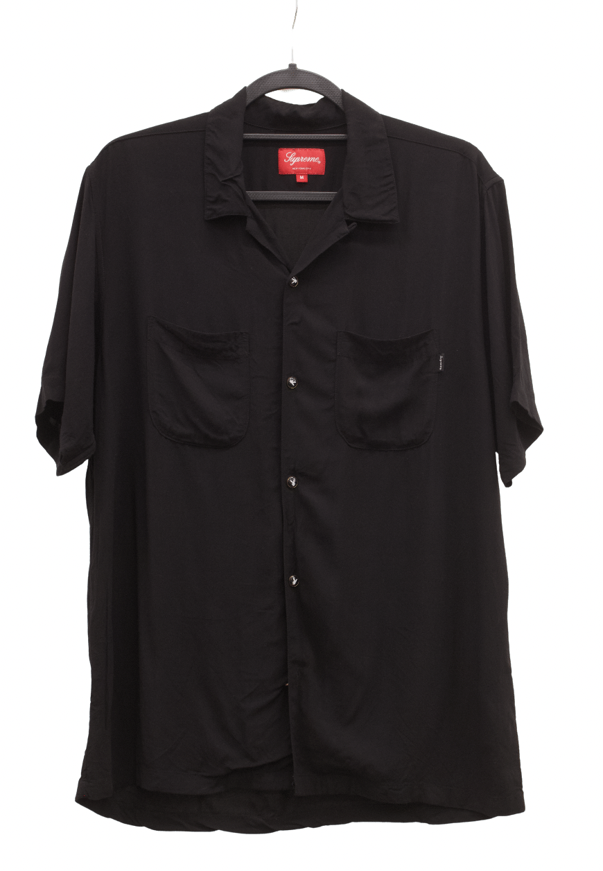PRE LOVED - SUPREME PLAYBOY BLACK BUTTON UP SHIRT - Pleasures Core  embroidered-logo longsleeved T-shirt