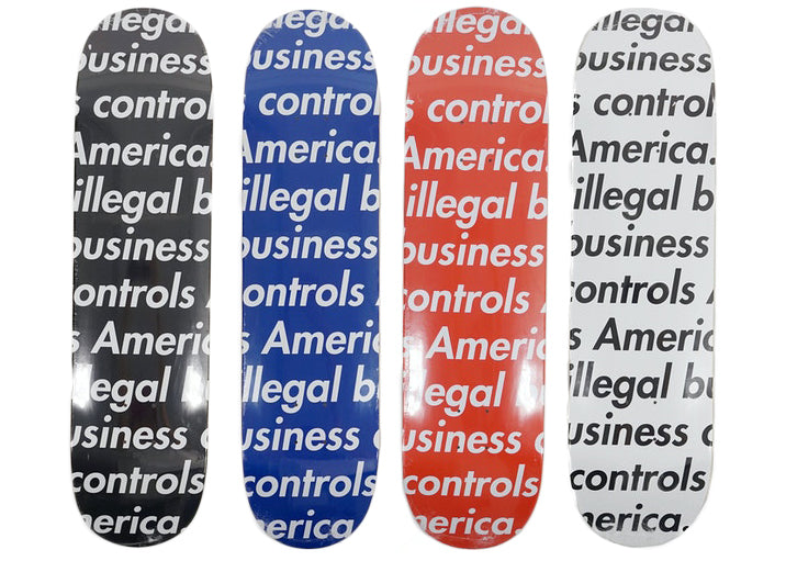 SUPREME ILLEGAL BUSINESS SKATEBOARD DECK BLACK/BLUE/RED/WHITE SET