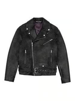 PRE LOVED - PALM ANGELS LOGO LEATHER JACKET