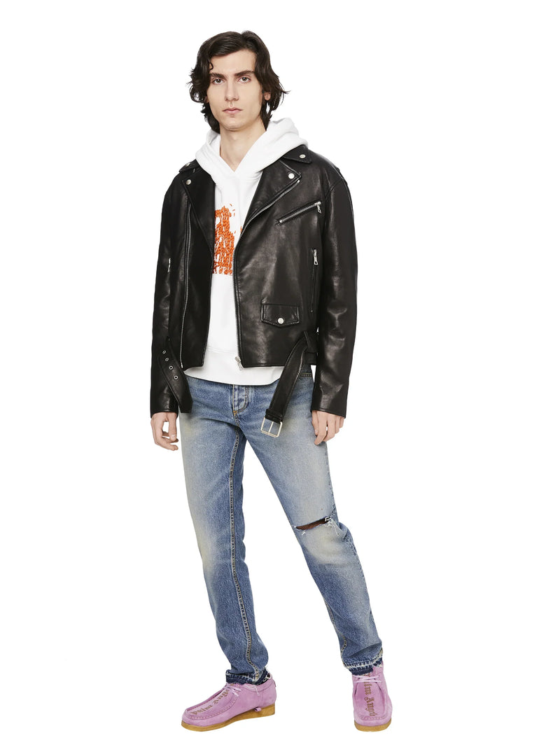 PRE LOVED - PALM ANGELS LOGO LEATHER JACKET