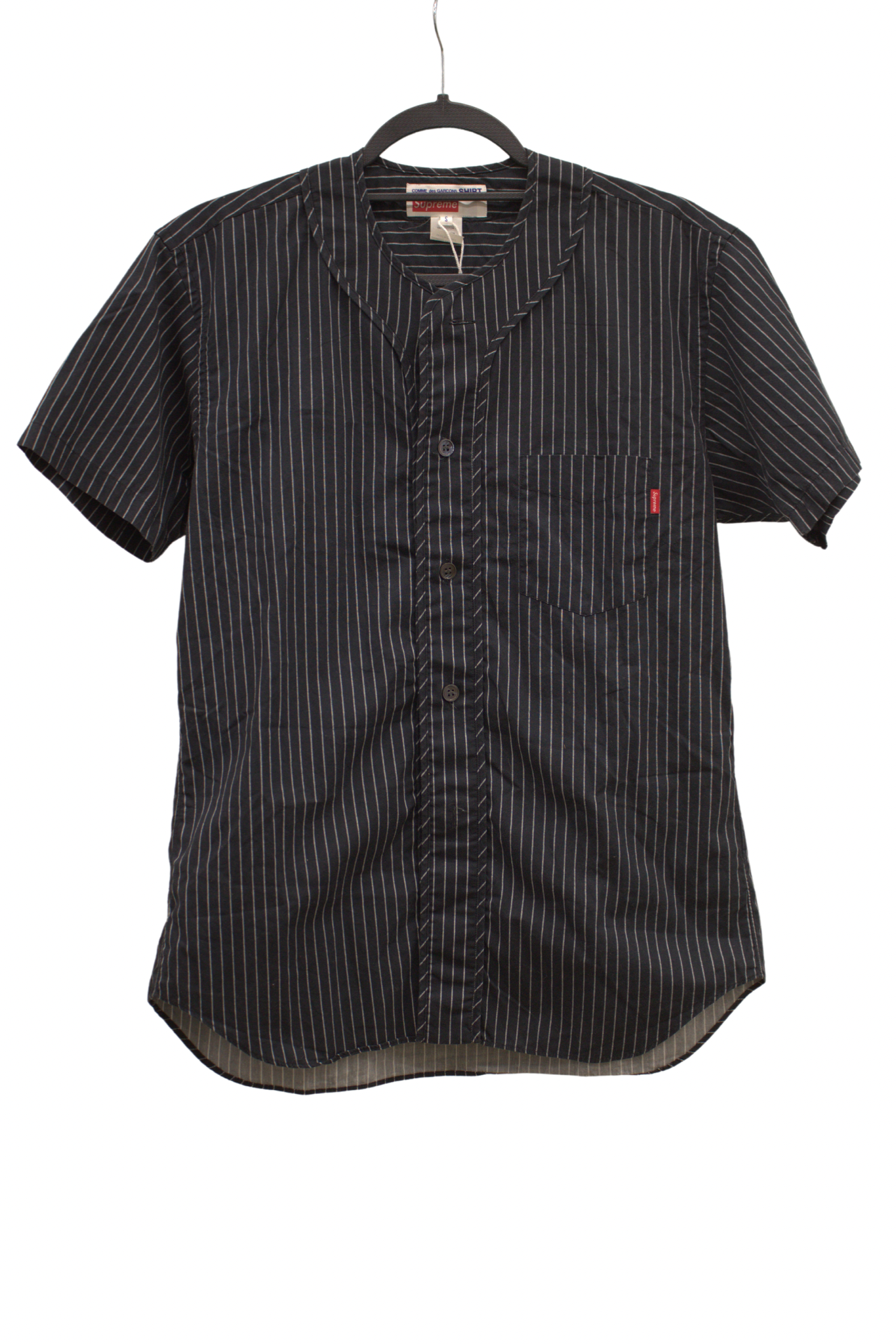 PRE LOVED SUPREME X COMME DES GARCONS BLACK STRIPE BUTTON UP SHIRT