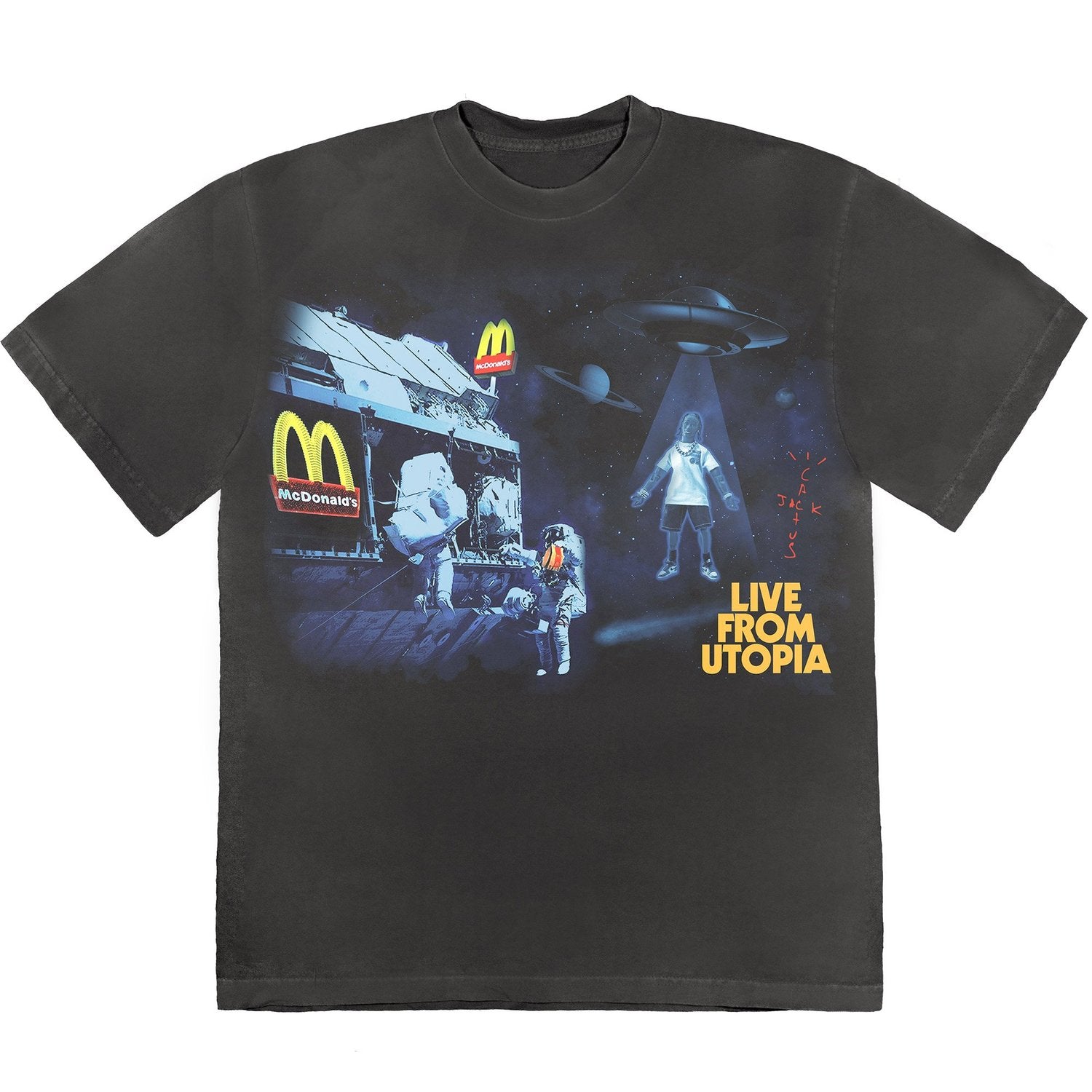 TRAVIS SCOTT X MCDONALD\'S LIVE FROM UTOPIA T - shirt a manches courtes puma  x mr doodle homme - SHIRT BLACK