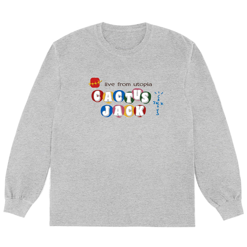 TRAVIS SCOTT X MCDONALD'S CJ LIVE FROM UTOPIA L/S T-SHIRT GREY