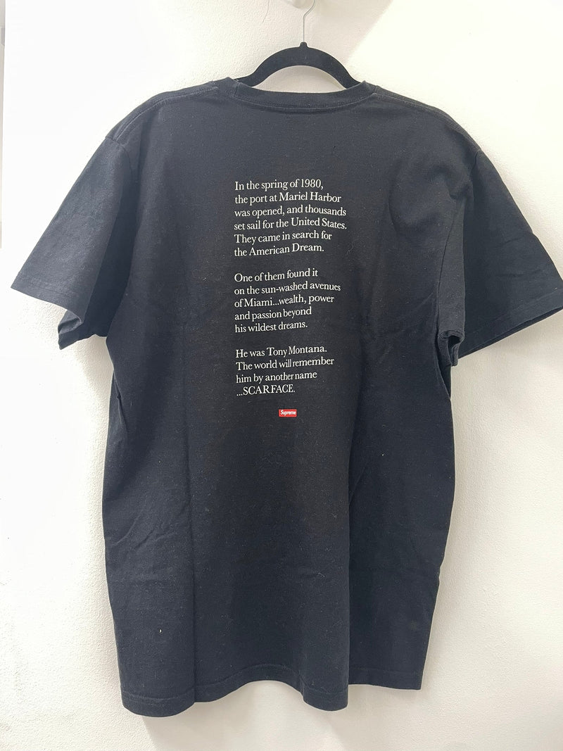 PRE LOVED - SUPREME BLACK SCARFACE T SHIRT