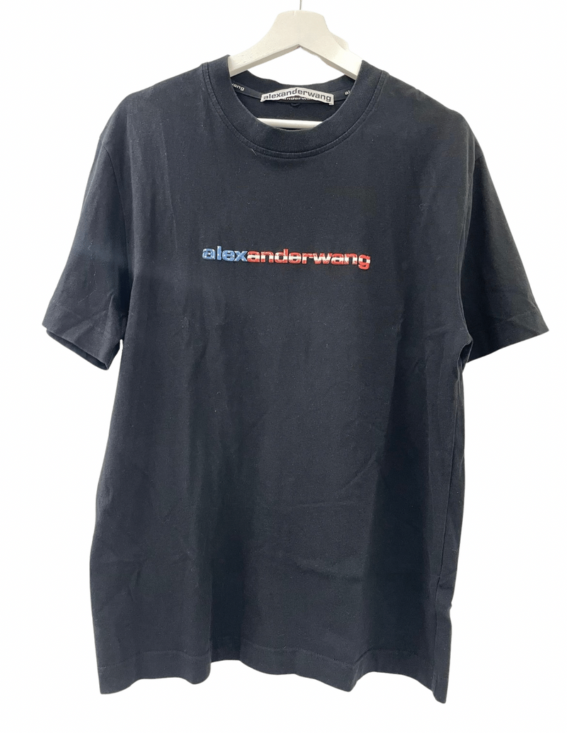 PRE LOVED - ALEXANDER WANG LOGO BLACK T-SHIRT