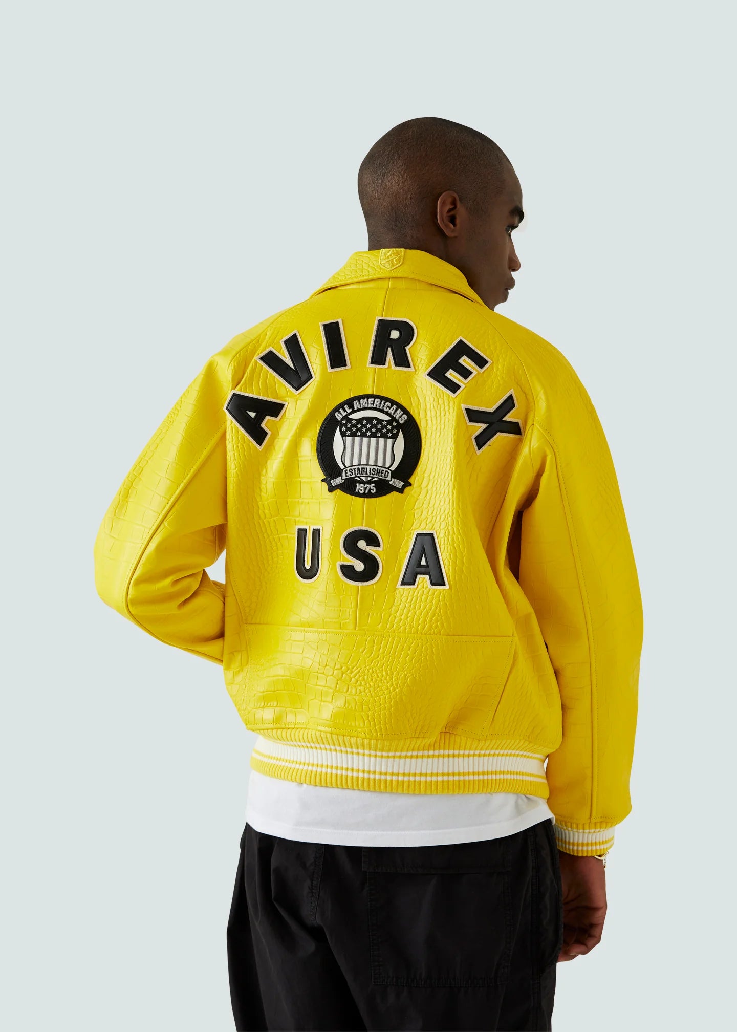 Yellow avirex outlet leather jacket