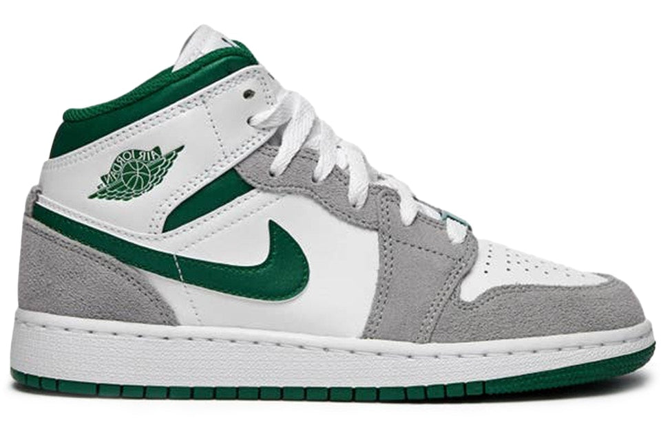 JORDAN 1 MID WHITE GREY PINE GREEN (GS) - The Edit LDN