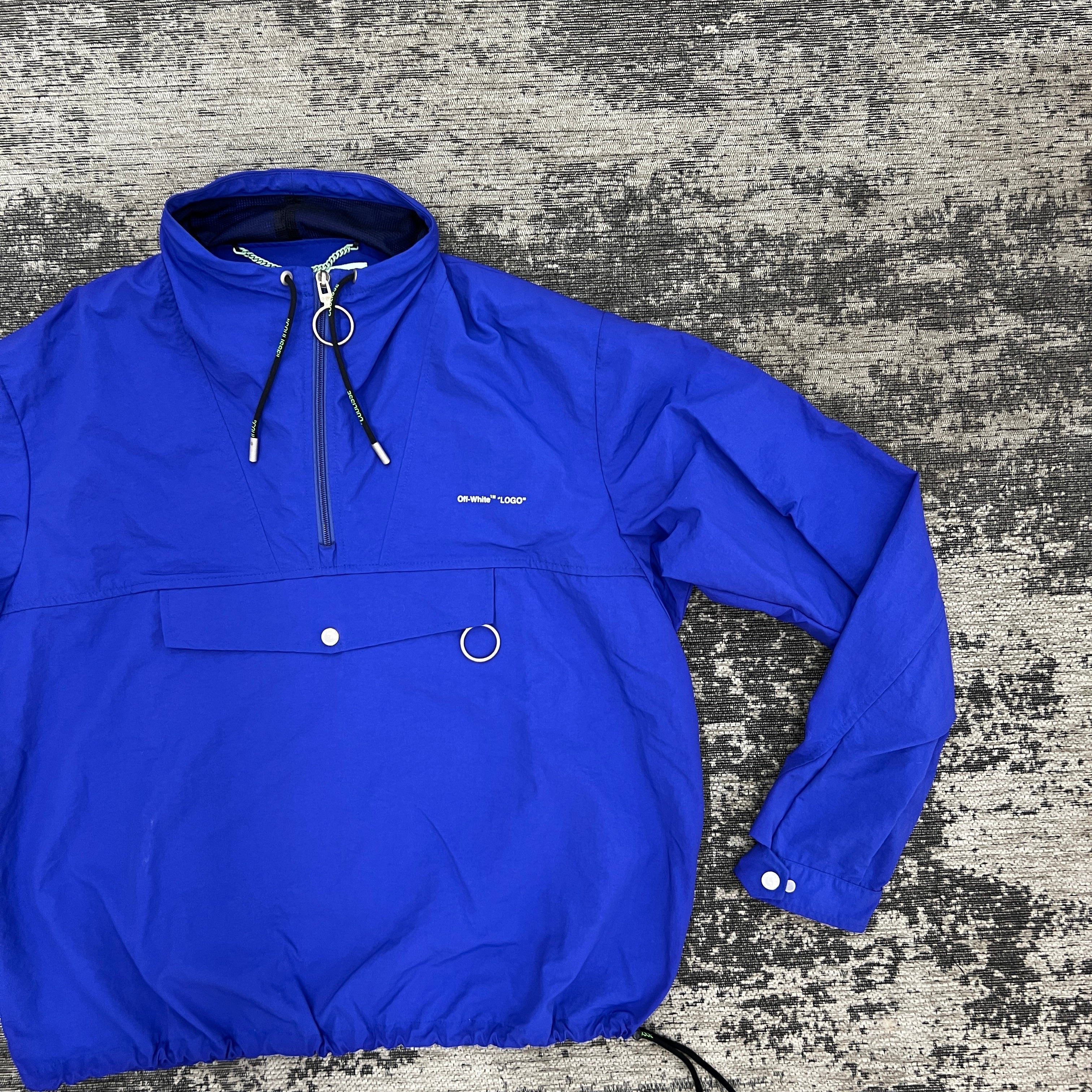 PRE-LOVED OFF-WHITE PERFORATED ANORAK BLUE