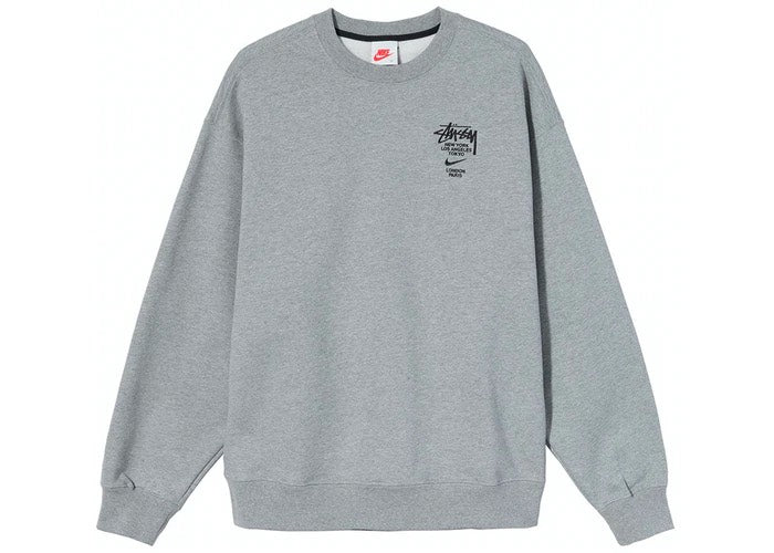 NIKE X STUSSY INTERNATIONAL CREWNECK SWEATSHIRT HEATHER GREY - The Edit Man London Online