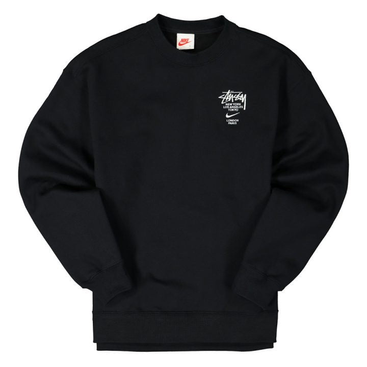 NIKE X STUSSY INTERNATIONAL CREWNECK SWEATSHIRT BLACK - The Edit Man London Online