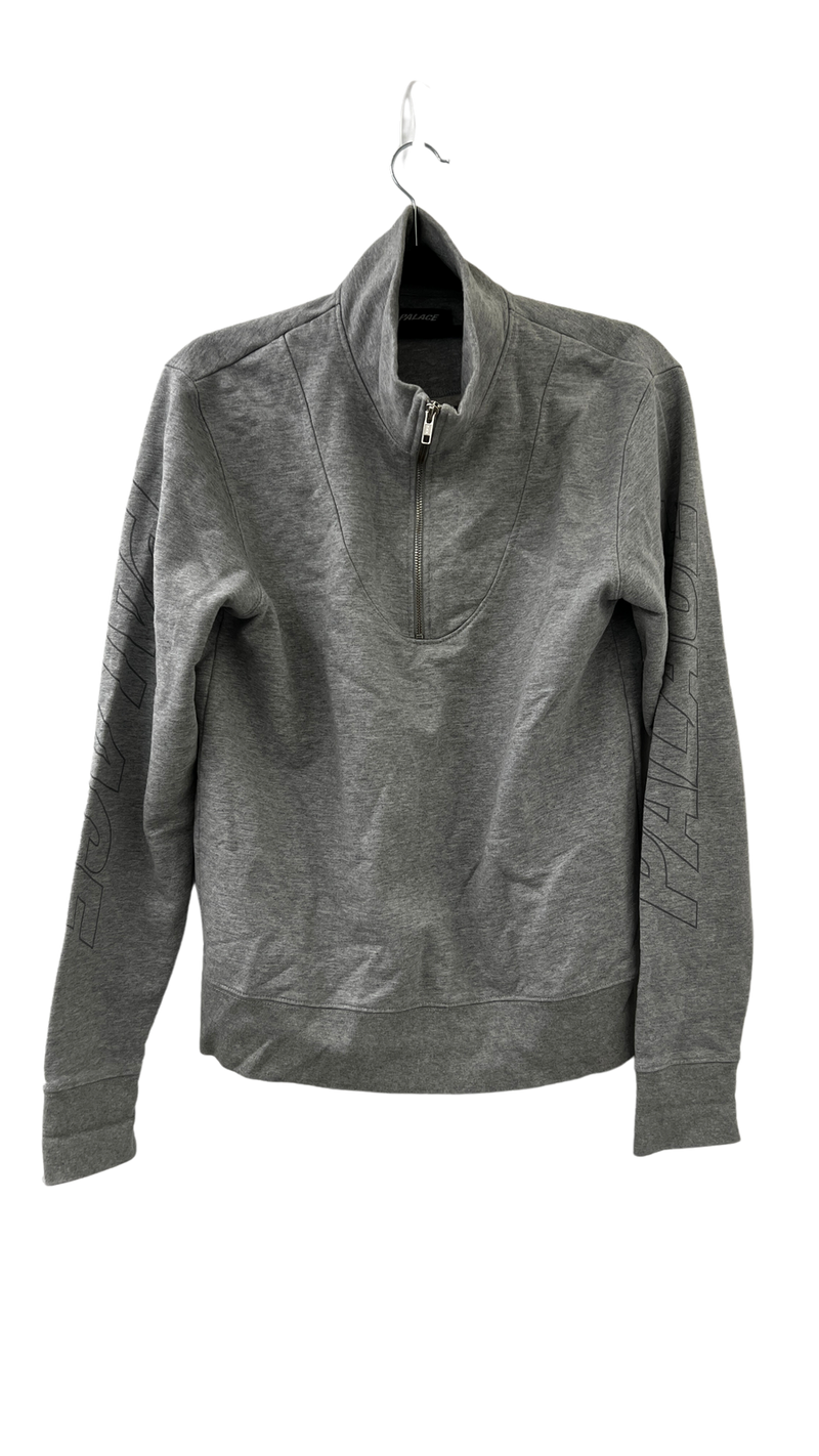 PRE-LOVED - PALACE SPORT PIPED 1/4 ZIP GREY SWEATER