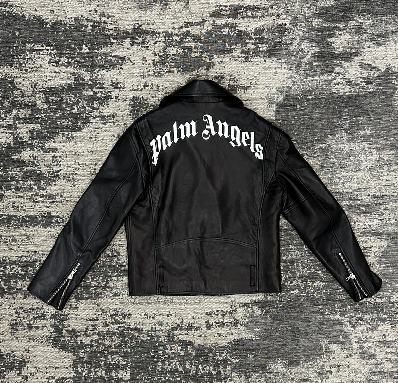 PRE LOVED - PALM ANGELS LOGO LEATHER JACKET