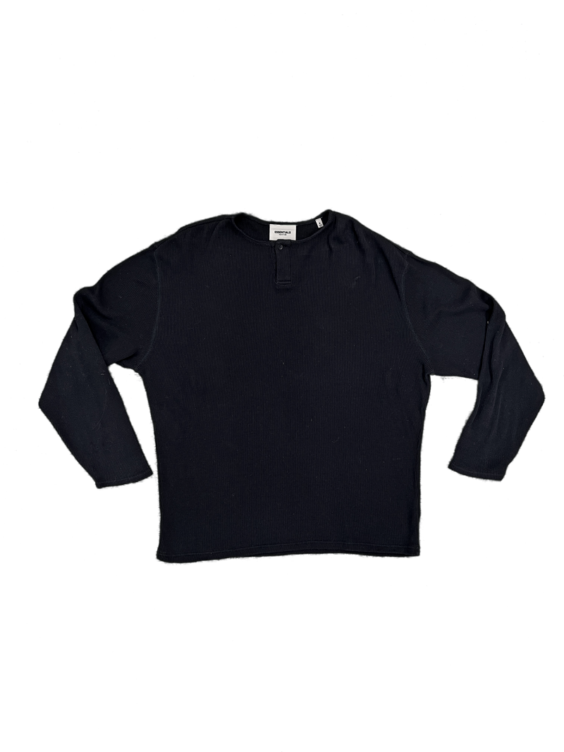 PRE LOVED - ESSENTIALS BLACK WAFFLE LONG SLEEVE